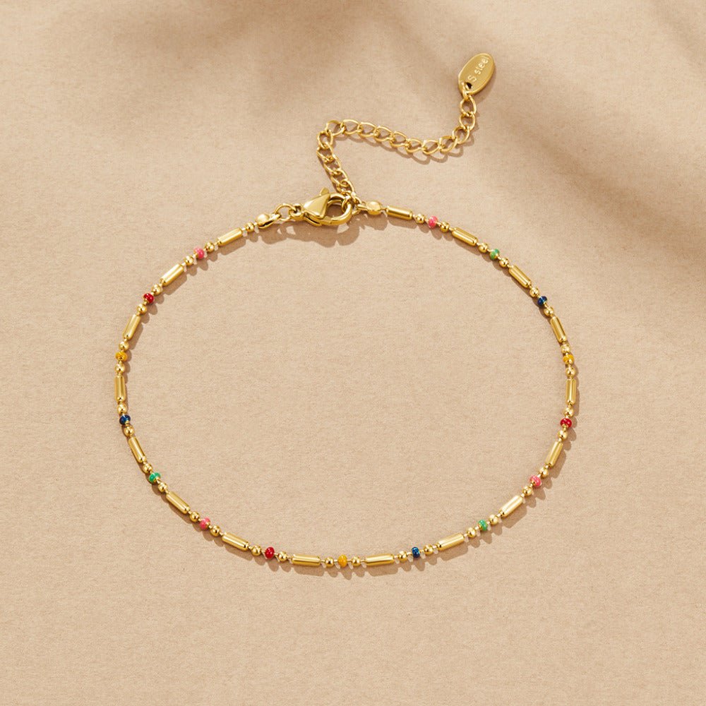 Bracelet de Cheville Perles Arc-en-Ciel