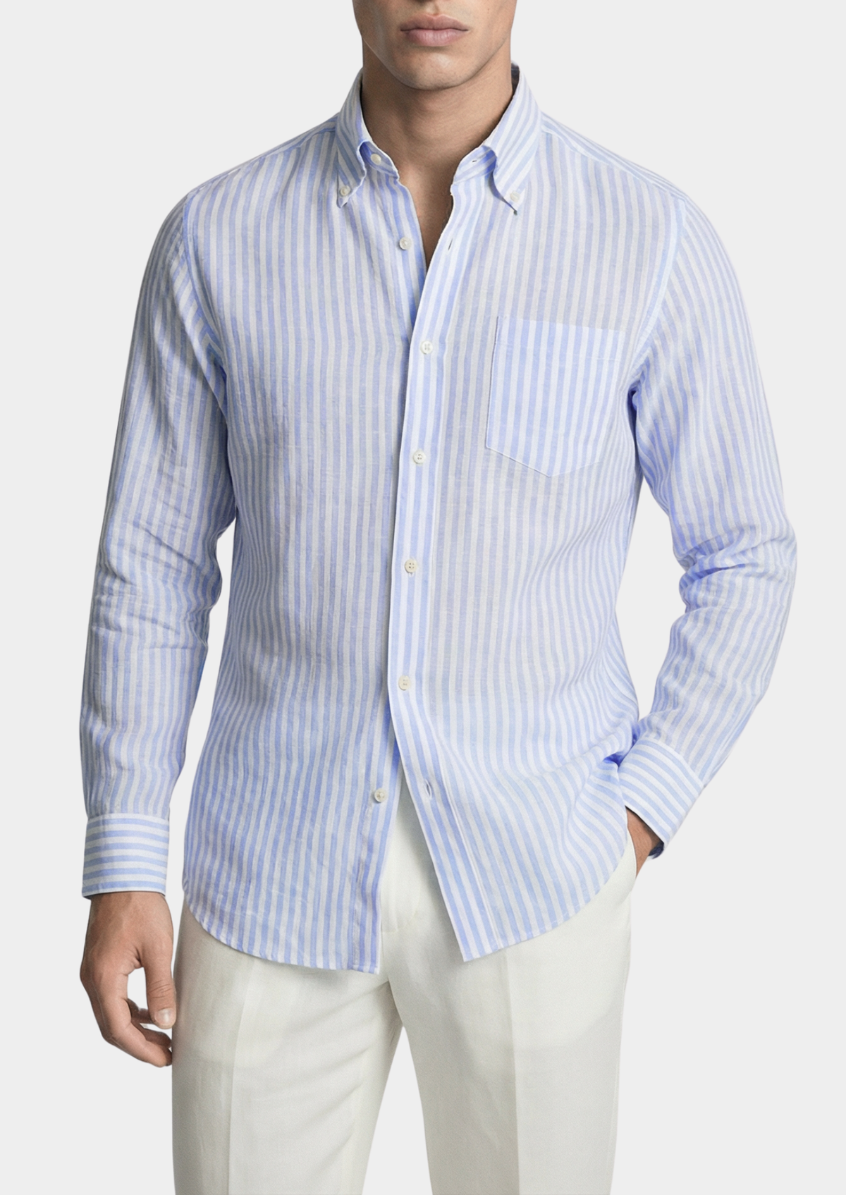 Chemise côtière rayée Portofino bleu clair