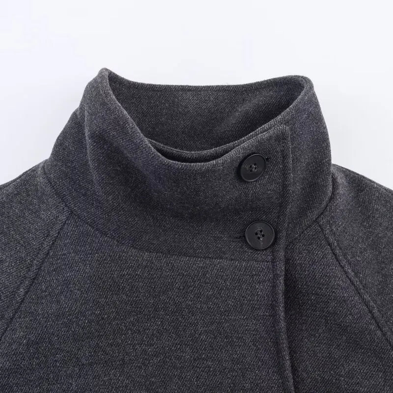 Manteau long Arielle avec ceinture et col montant