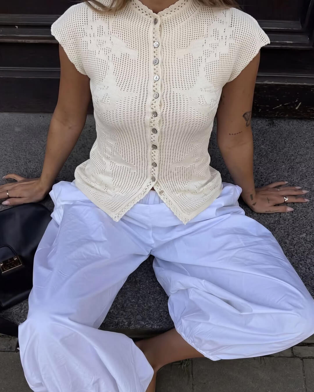 Anne - Haut cardigan en maille