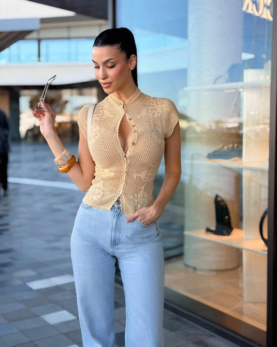 Anne - Haut cardigan en maille
