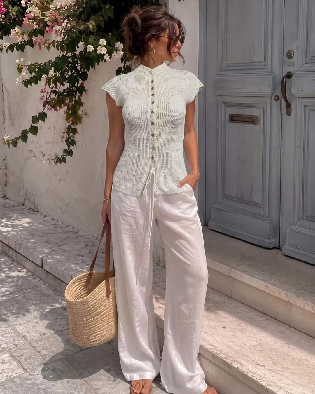 Anne - Haut cardigan en maille