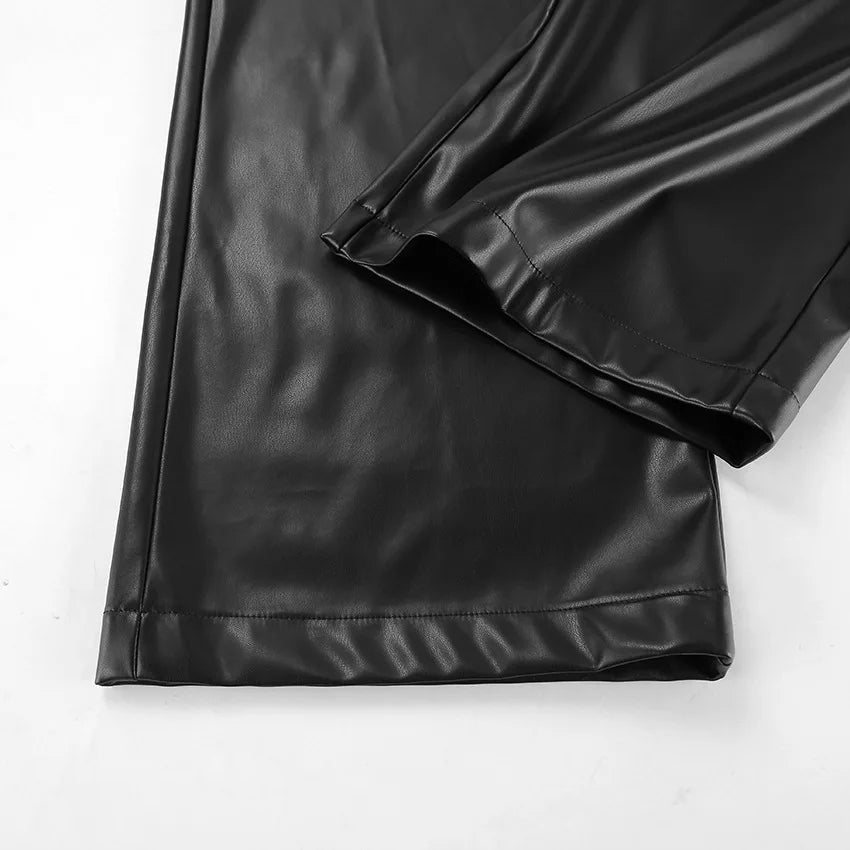 Pantalon Ada en cuir à jambes larges