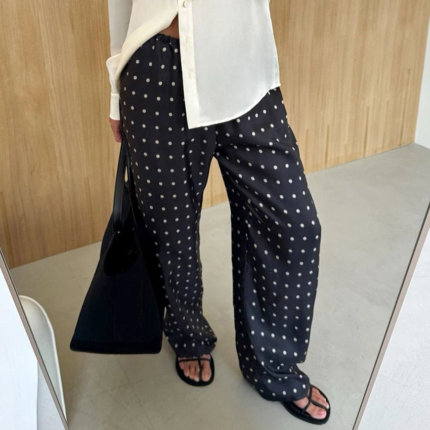 Pantalon Adela en satin à pois