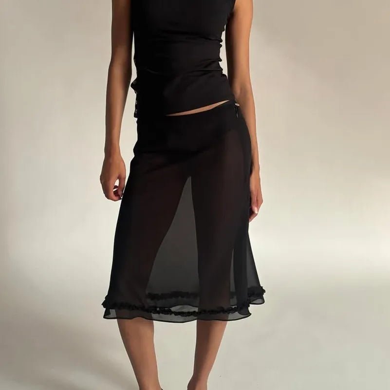 Jupe midi Bianca en maille à pois