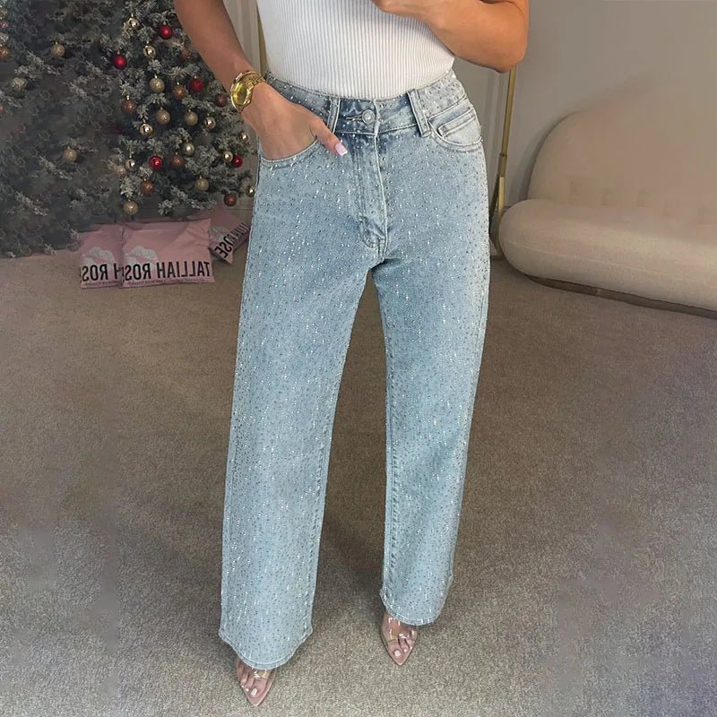 Jean à jambe large Eliana orné de strass