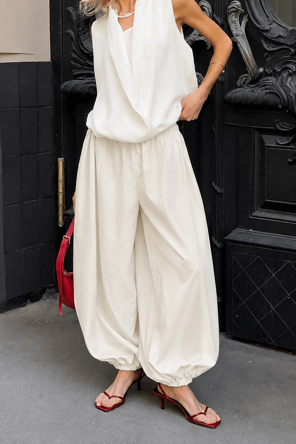 Pantalon baggy Inga à taille élastique