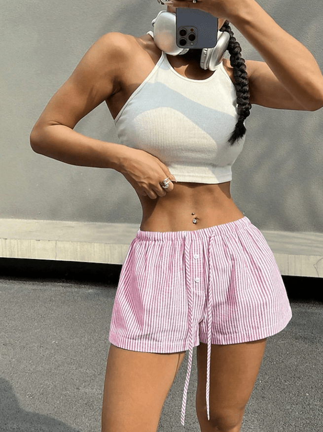 Short taille basse extensible à rayures Tirzah