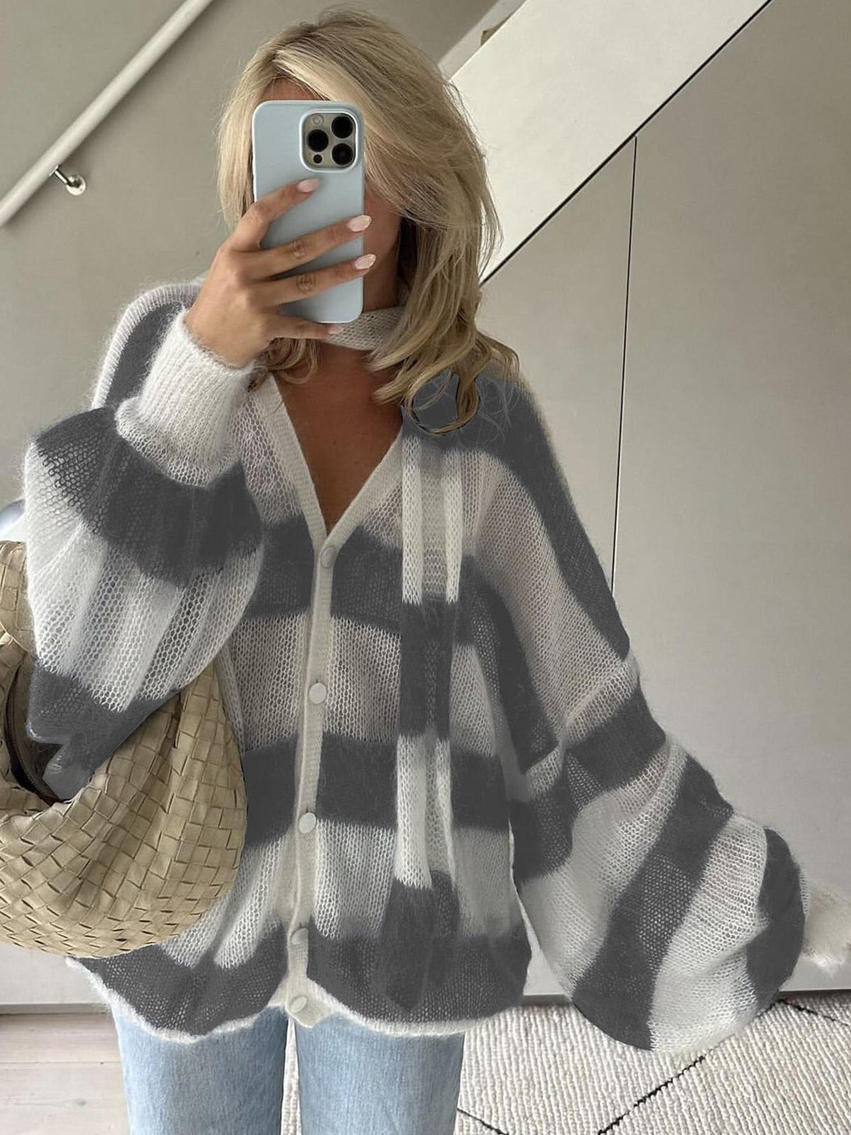 Cardigan Christel rayé à coupe ample