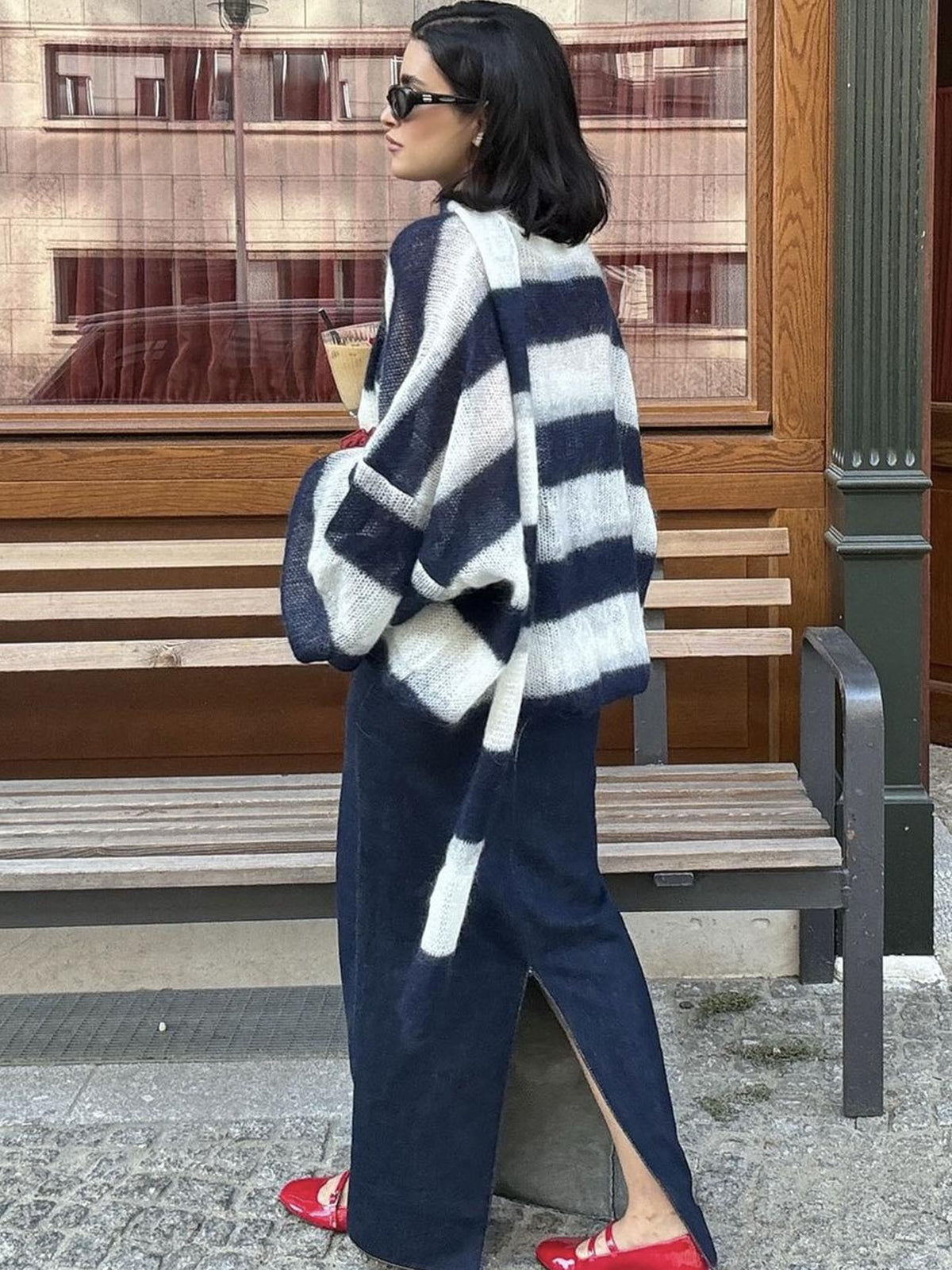 Cardigan Christel rayé à coupe ample