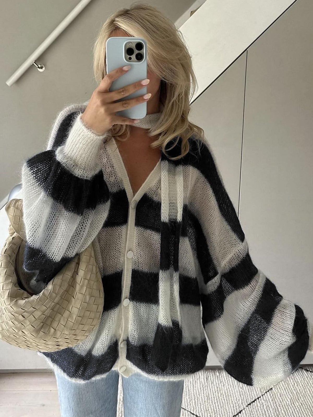 Cardigan Christel rayé à coupe ample