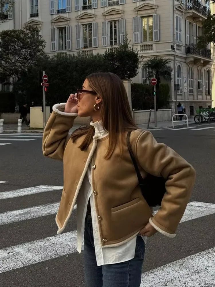 Manteau en suédine avec fausse fourrure Aralyn