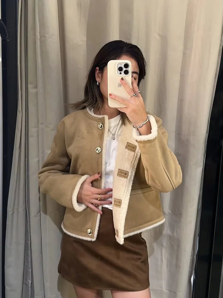 Manteau en suédine avec fausse fourrure Aralyn