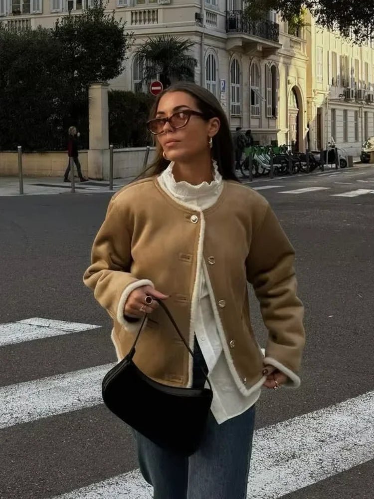 Manteau en suédine avec fausse fourrure Aralyn