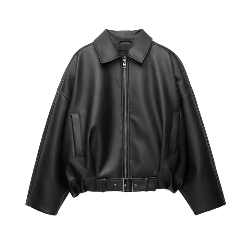 Veste Carine en cuir style motard