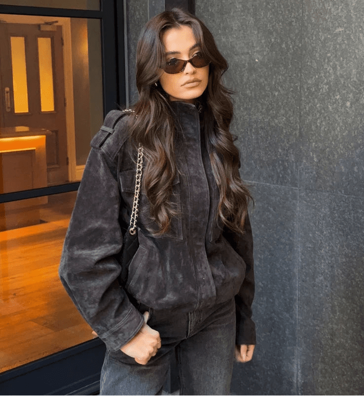 Blouson bomber Elyssa en daim