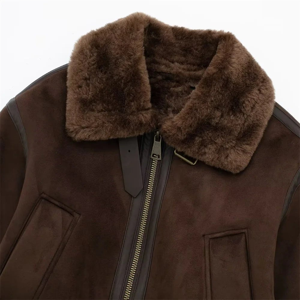 Blouson bomber court en daim Esme