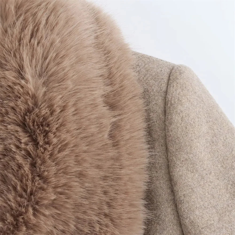 Manteau maxi Flora à col en fausse fourrure