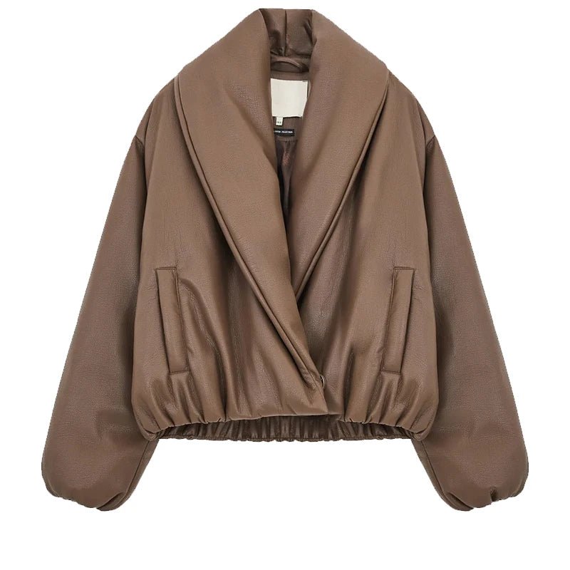 Veste en cuir à revers Lara