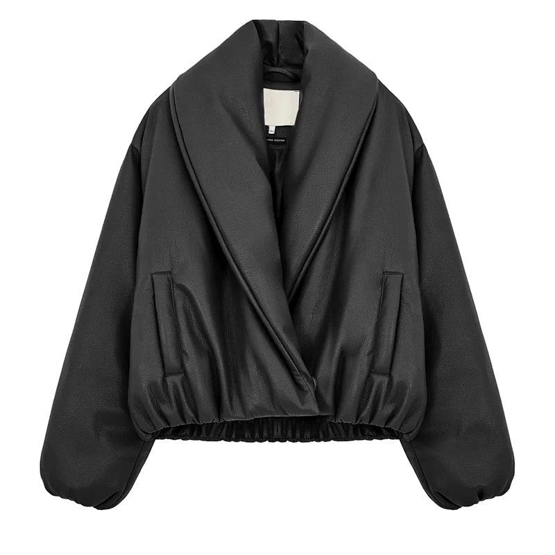 Veste en cuir à revers Lara