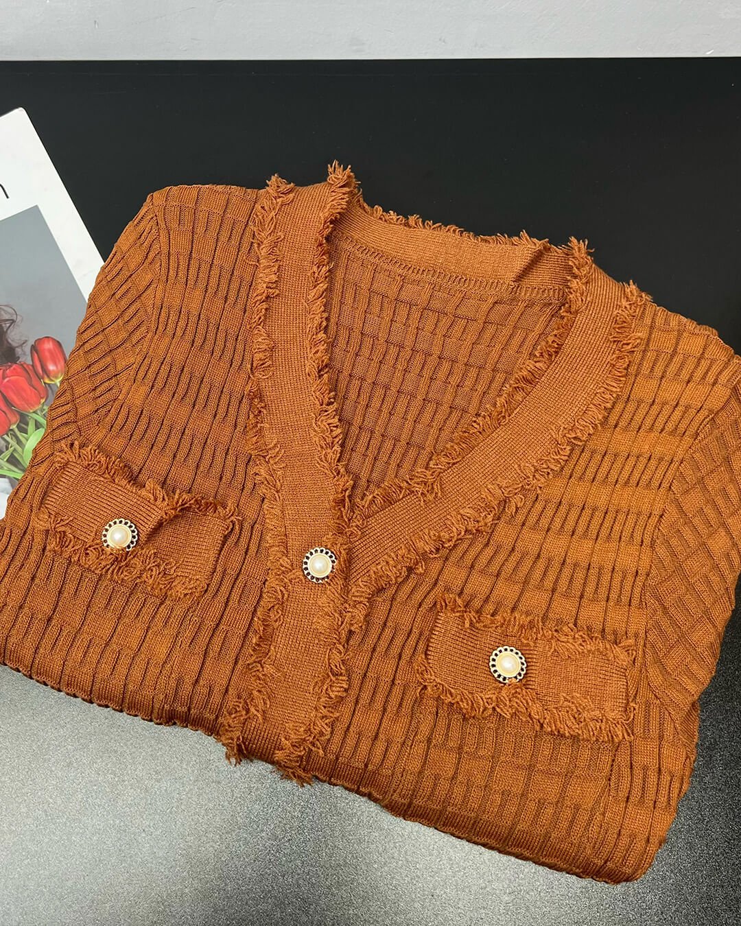 Sabrina robe-pull en maille à col en V
