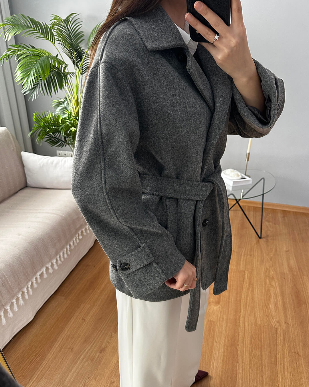 Manteau Felly en imitation laine avec ceinture