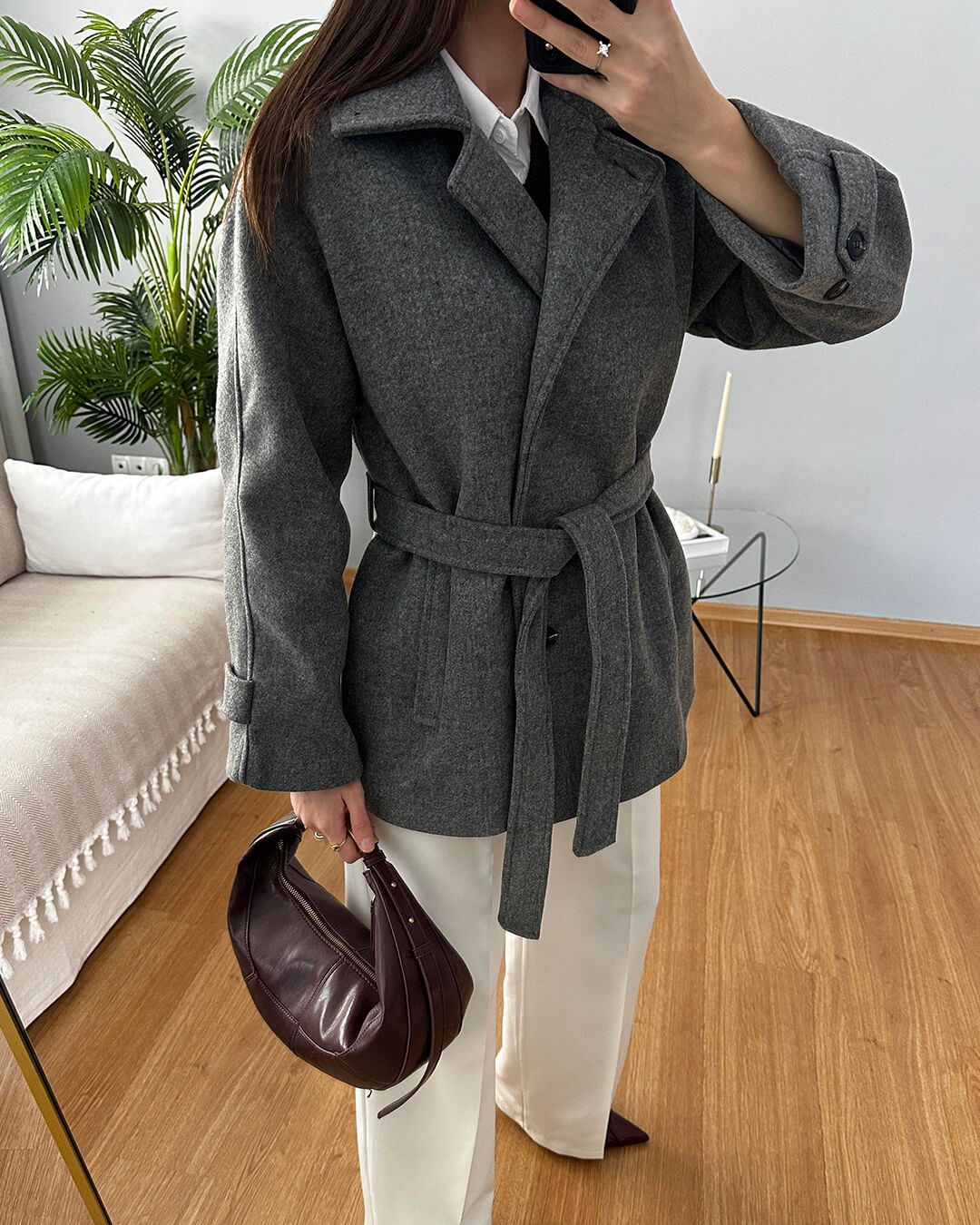 Manteau Felly en imitation laine avec ceinture