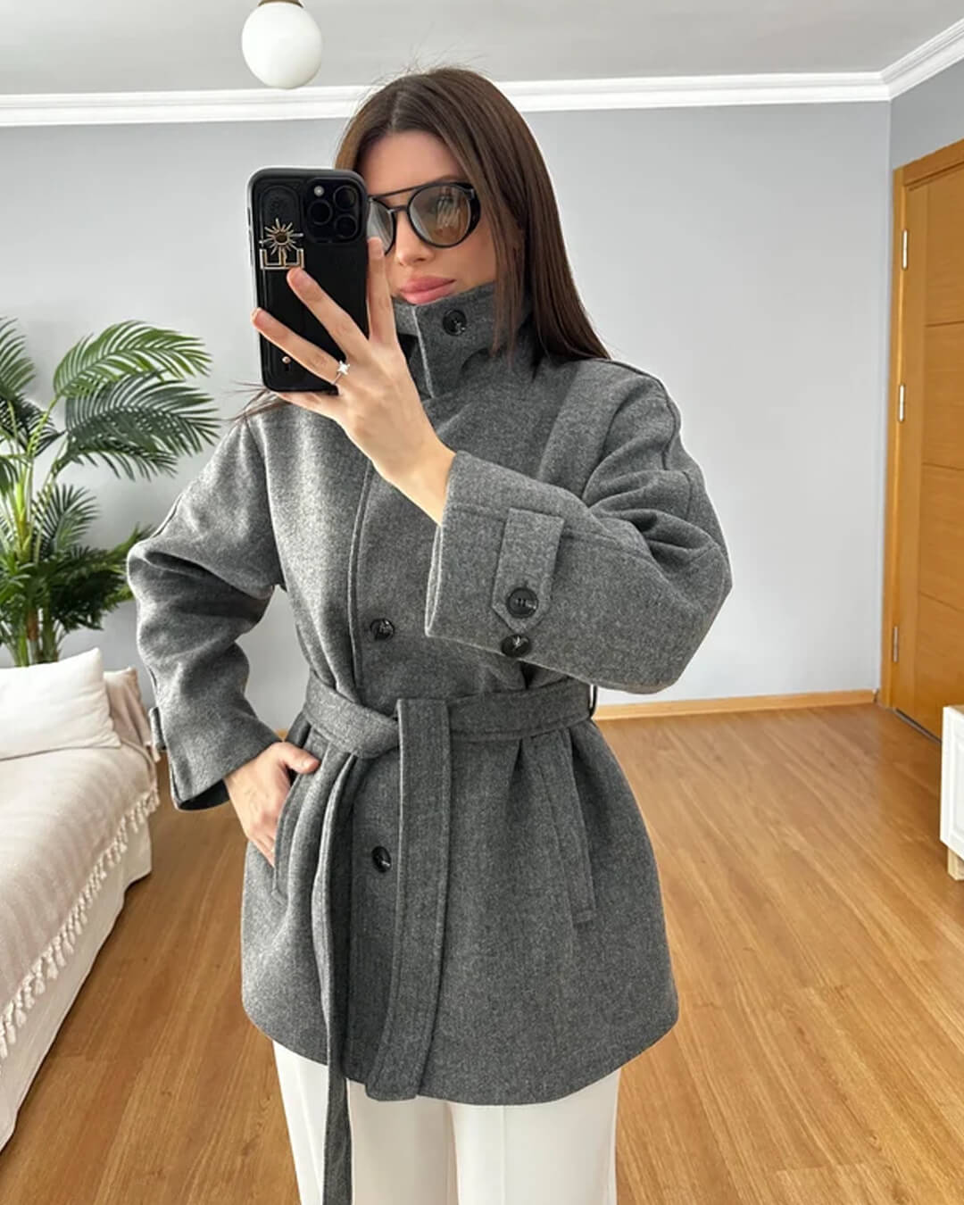 Manteau Felly en imitation laine avec ceinture