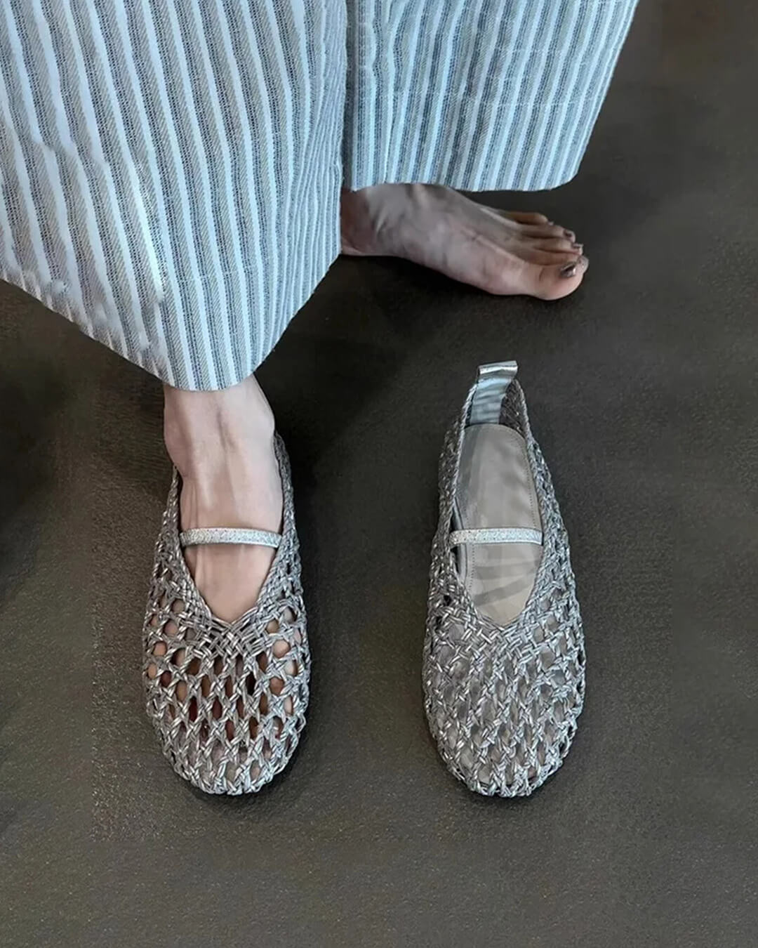 Chaussures plates tressées avec détails ajourés Francesca