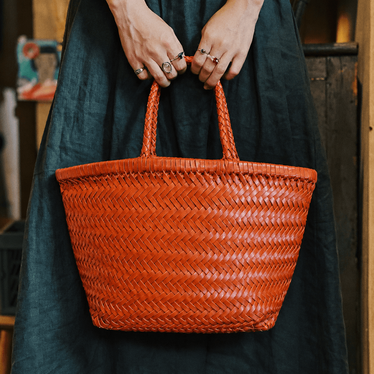 Anais sac cabas en cuir tressé à la main