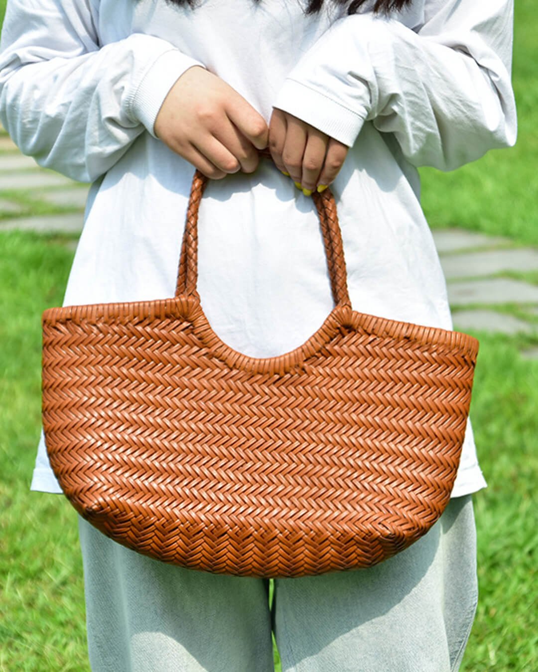 Bianca – Sac cabas en cuir tressé à la main