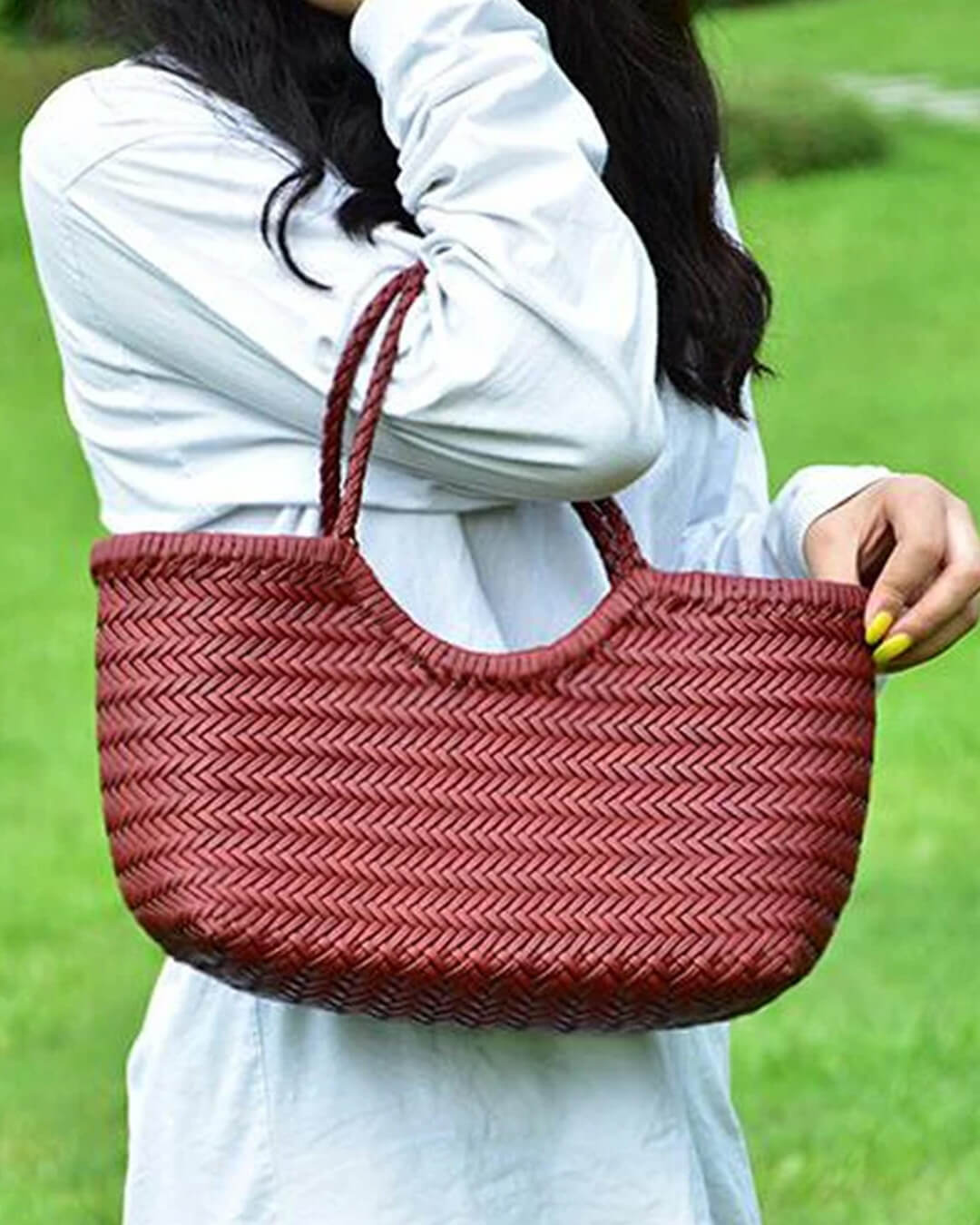 Bianca – Sac cabas en cuir tressé à la main