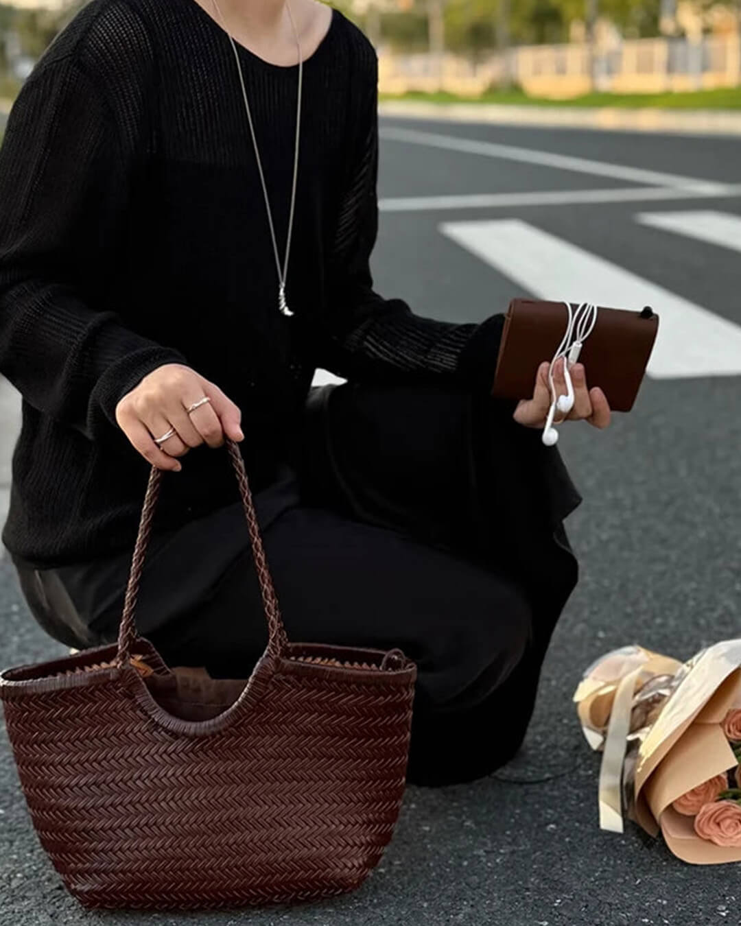 Bianca – Sac cabas en cuir tressé à la main