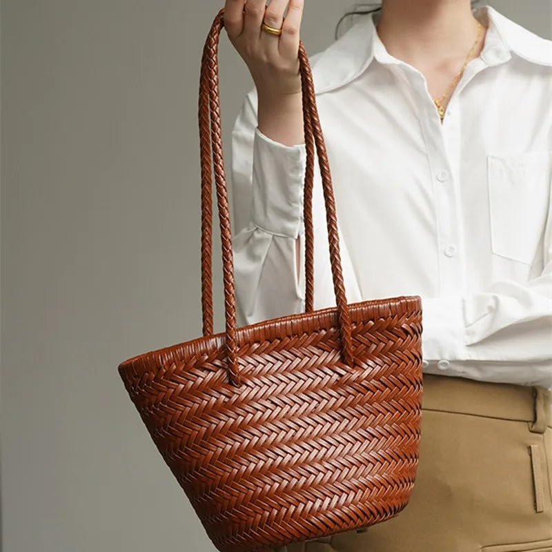 Sac seau tressé à bandoulière Blair