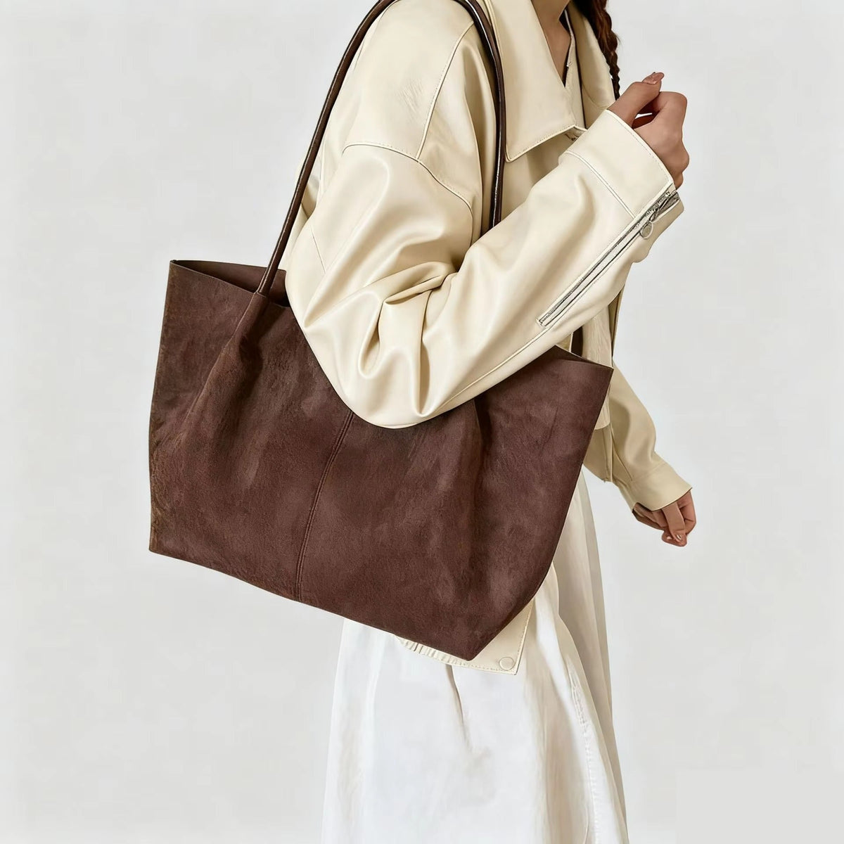 Sac cabas en daim Cheska avec pochette