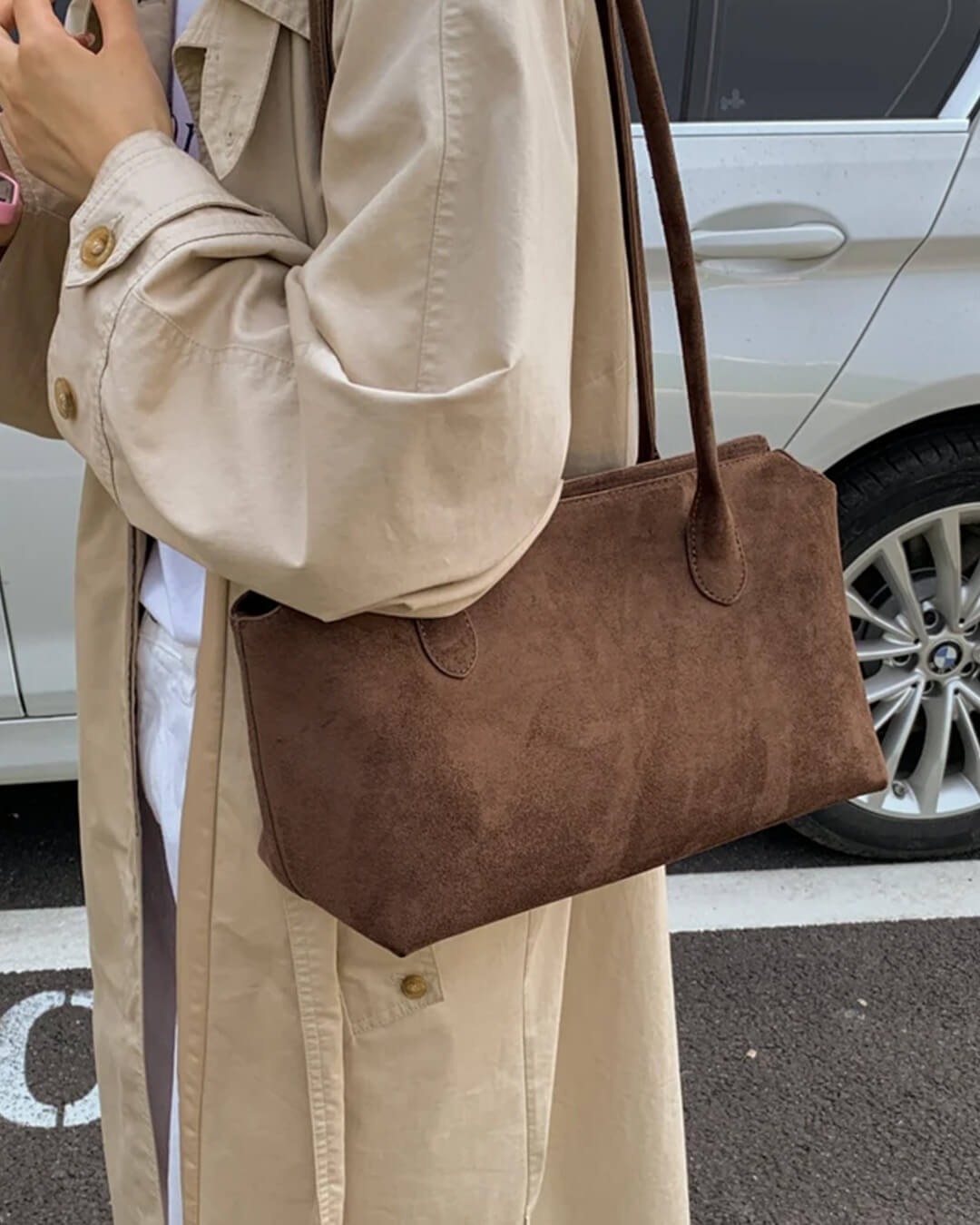 Sac à bandoulière Claudine en imitation daim