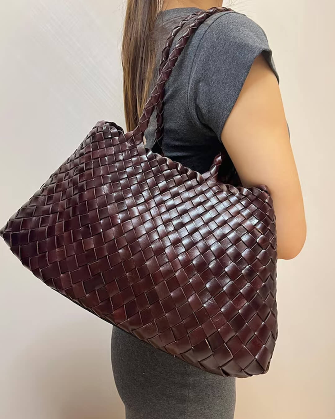 Sac moyen tressé en cuir vegan Marissa