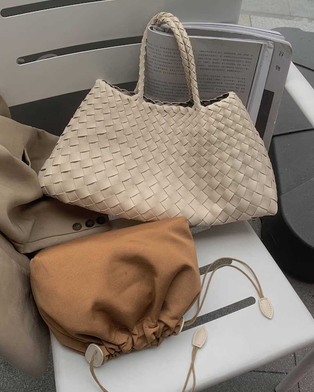 Sac moyen tressé en cuir vegan Marissa