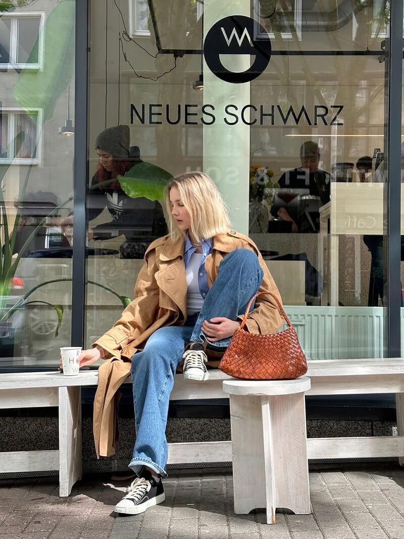 Petit sac tressé en cuir vegan Marissa
