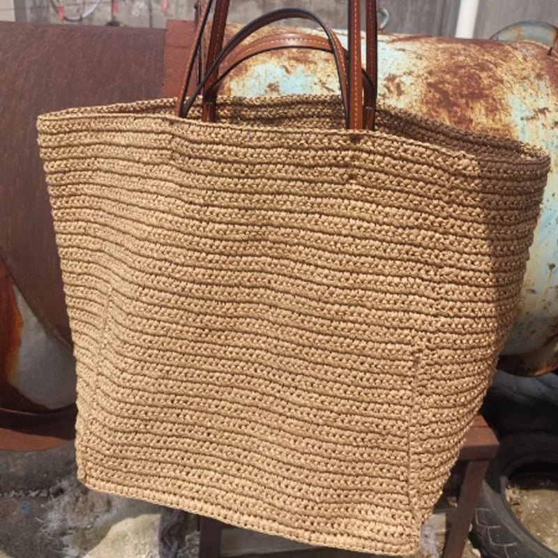 Sac cabas en paille tressée Céleste