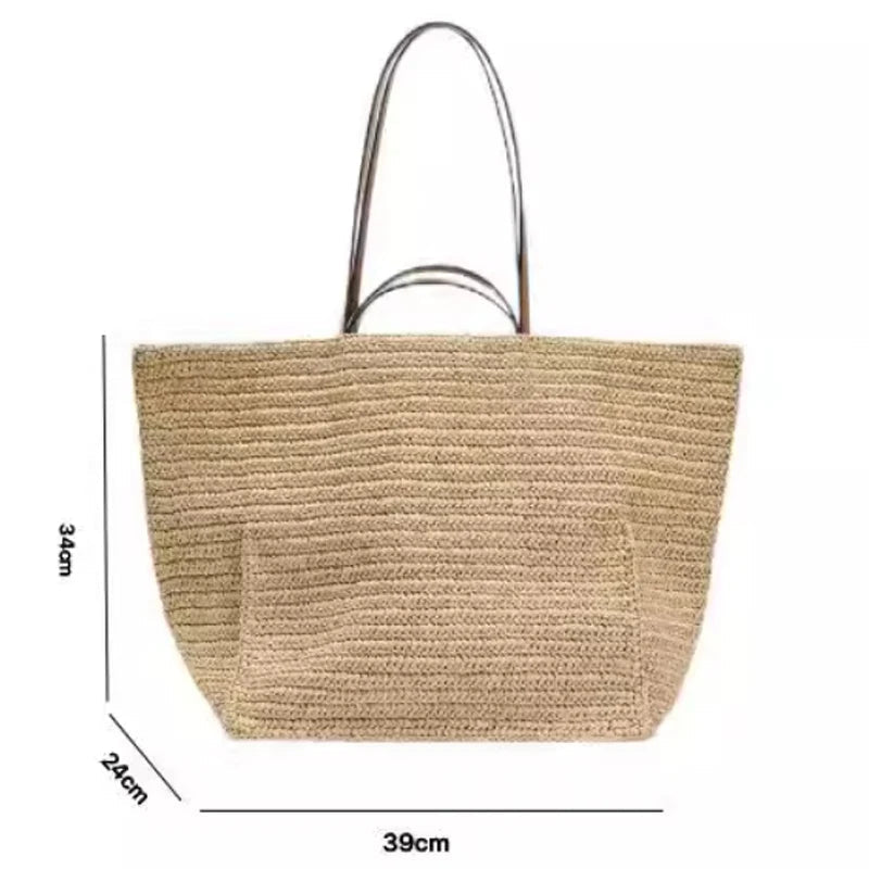 Sac cabas en paille tressée Céleste