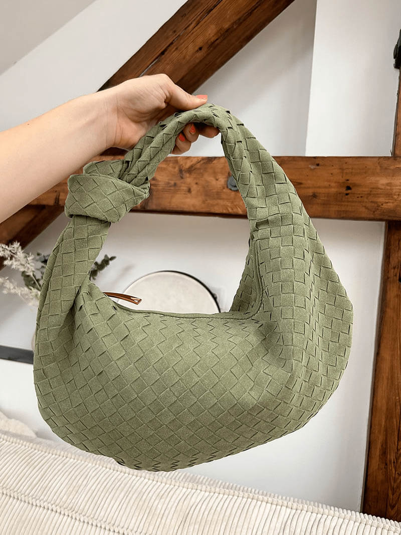 Sac bandoulière moyen en daim tressé