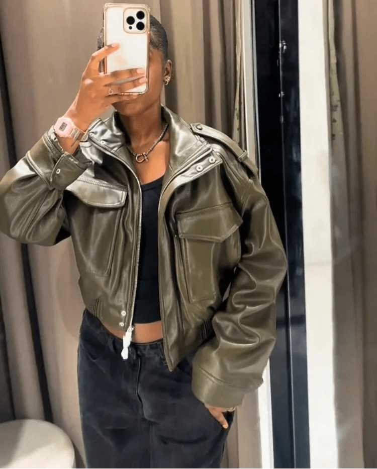 Blouson bomber Brianna en similicuir