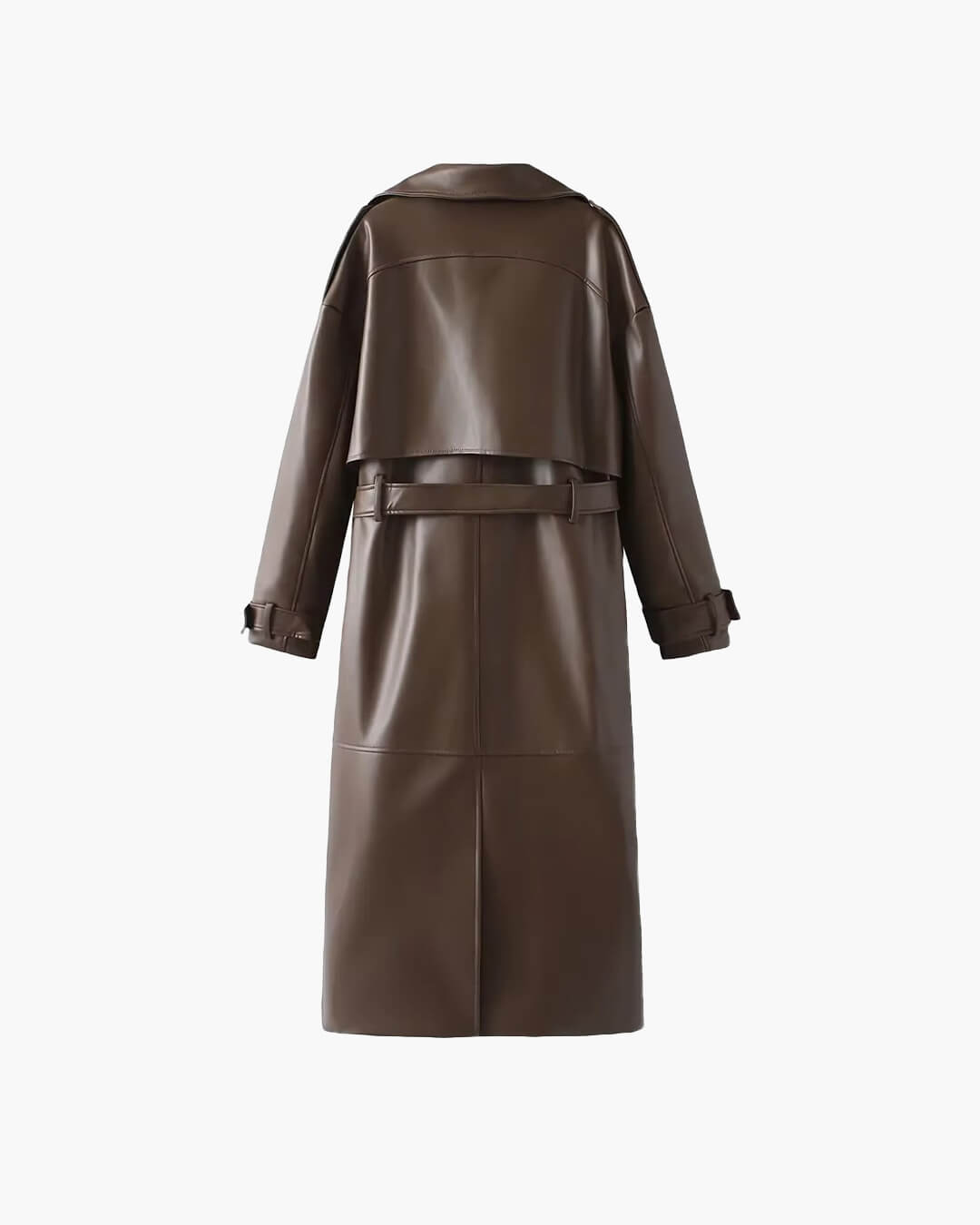 Manteau long maxi style trench en similicuir Cassy