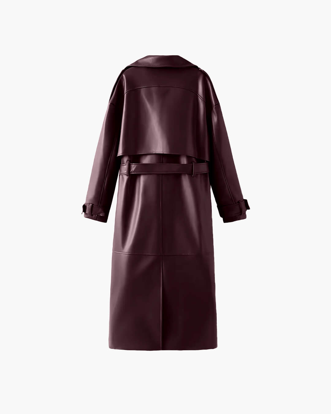 Manteau long maxi style trench en similicuir Cassy