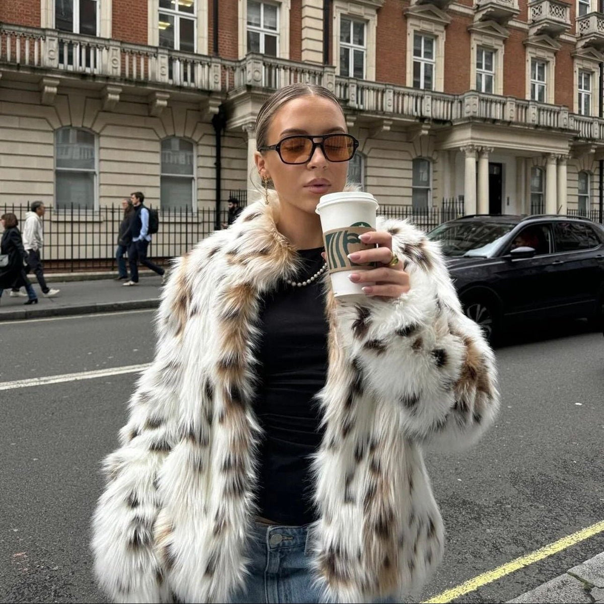 Manteau Celeste en fausse fourrure léopard