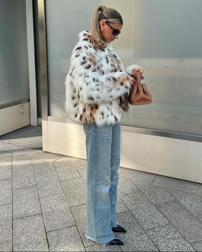 Manteau Celeste en fausse fourrure léopard