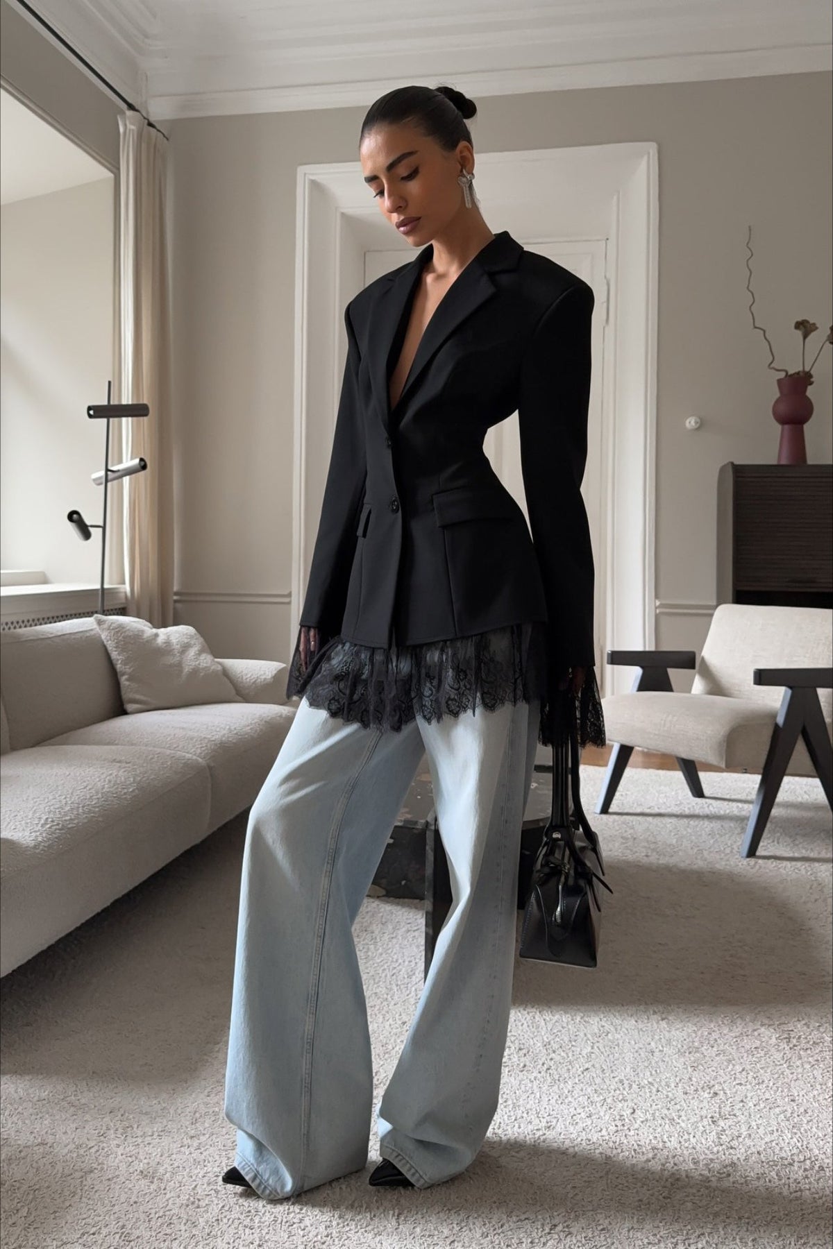 Blazer Colbie avec dentelle sur le bord