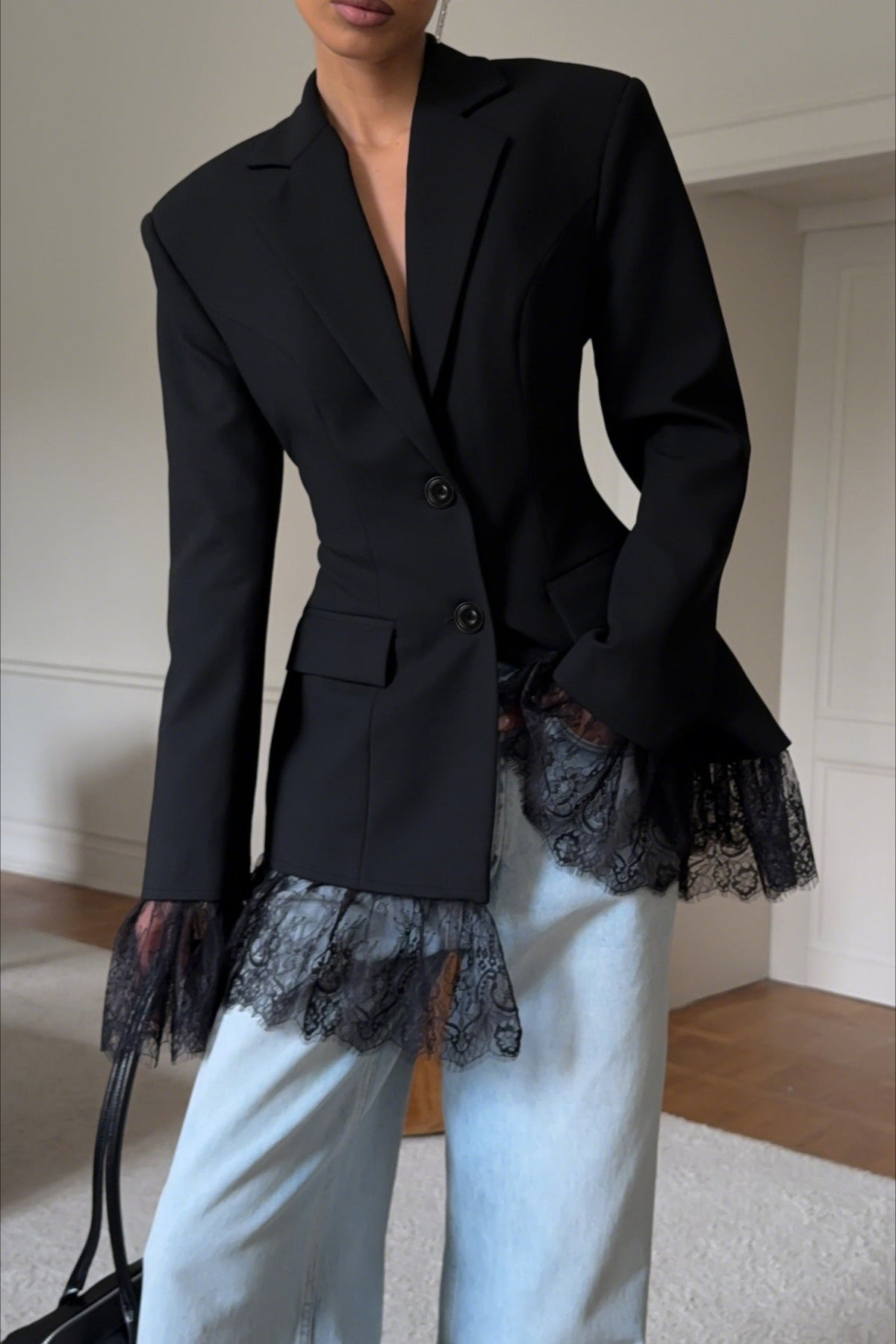 Blazer Colbie avec dentelle sur le bord