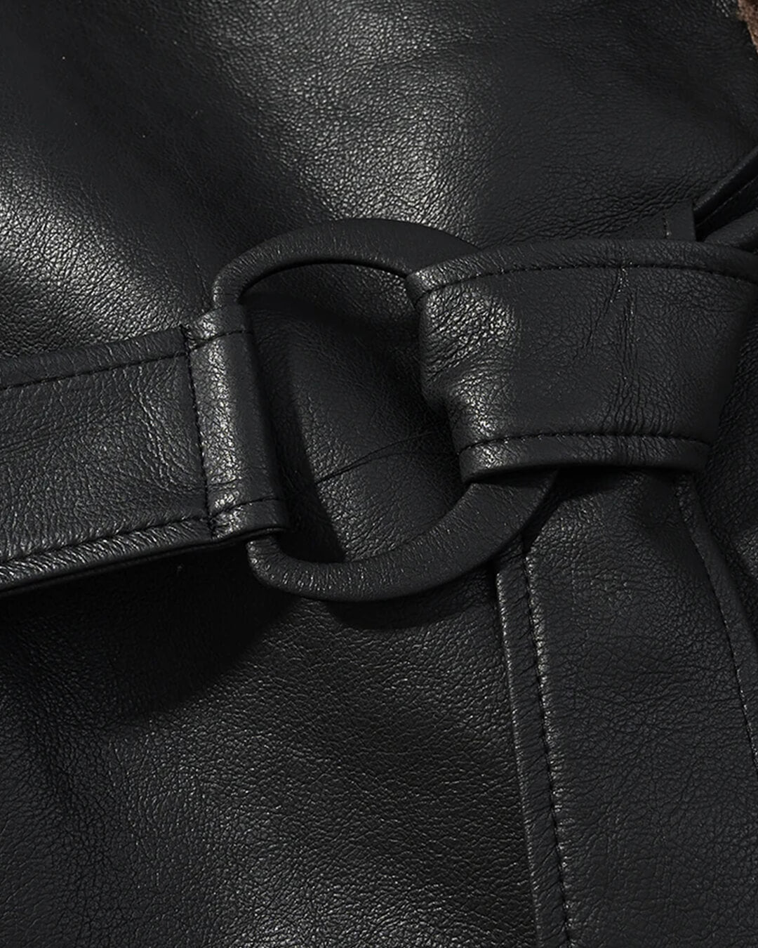 Veste courte en similicuir avec ceinture Cora